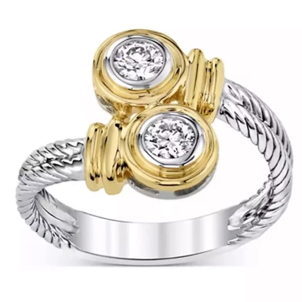 - 14k. white gold & 14k yellow gold plated ring size 7